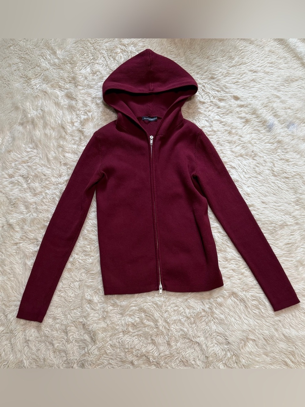 Brandy Melville Burgundy Ribbed Arden Sweater - One Size